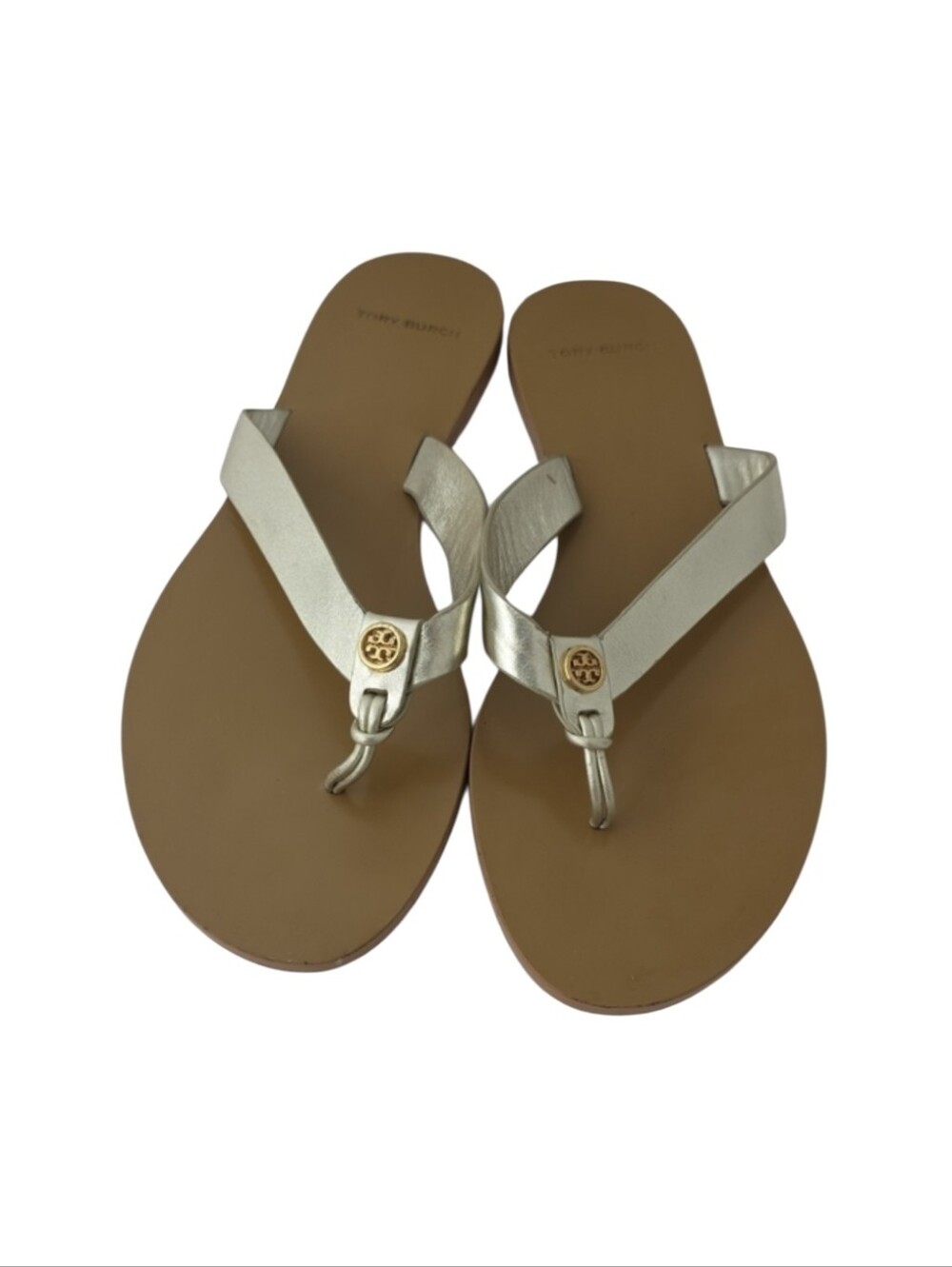 Tory Burch Manon Thong Sandal Spark Gold Size 8.5 B - Picture 3 of 12
